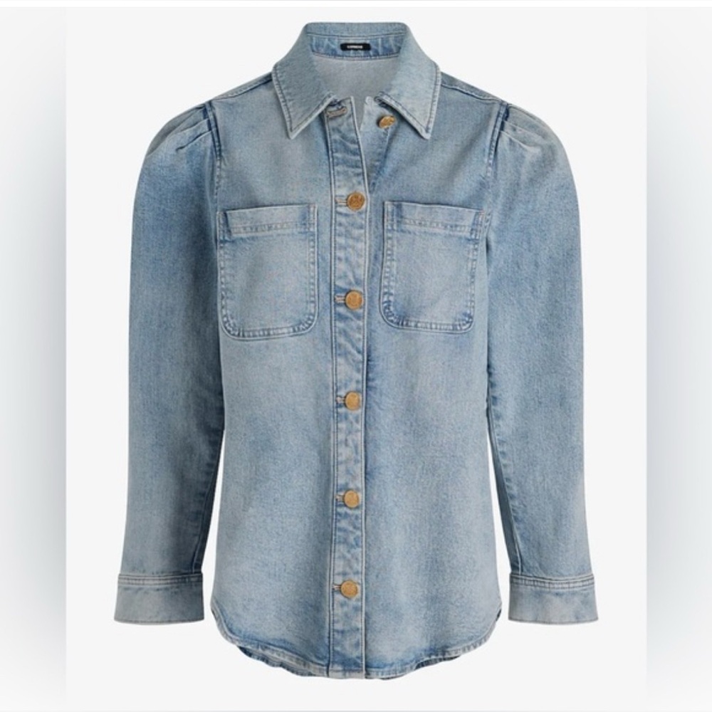 BRAND NEW Express Stylish Blue Denim Shirt Jacket. Size S - Picture 4 of 9